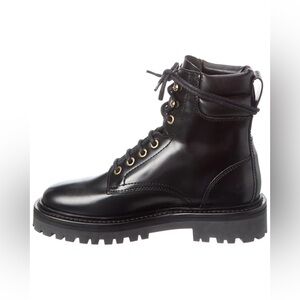 Isabel Marant Campa Womens Black Calfskin Lace Up Chunky Ankle Boots